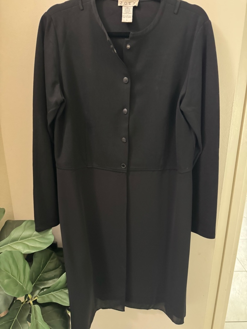 Black Jacket with Sheer Cape Bottom Large